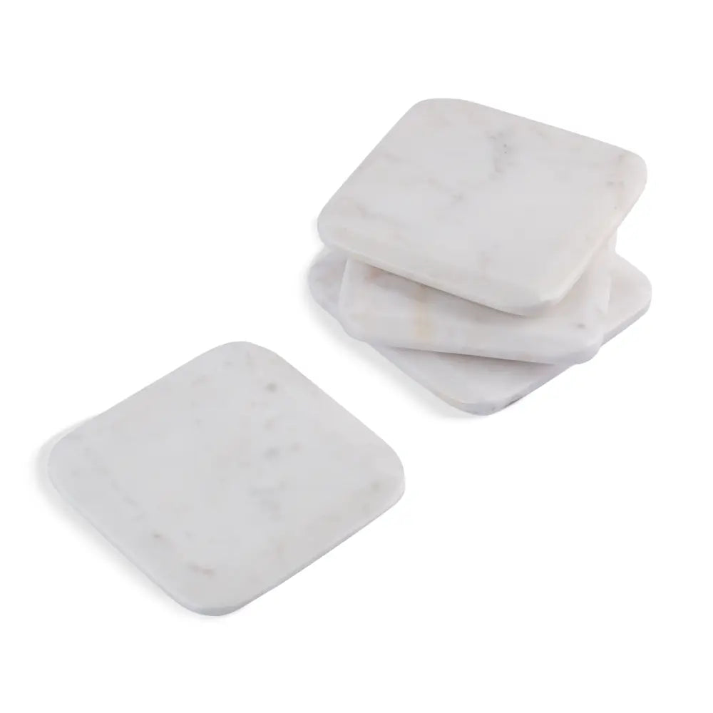 Rounded White Marble Coasters