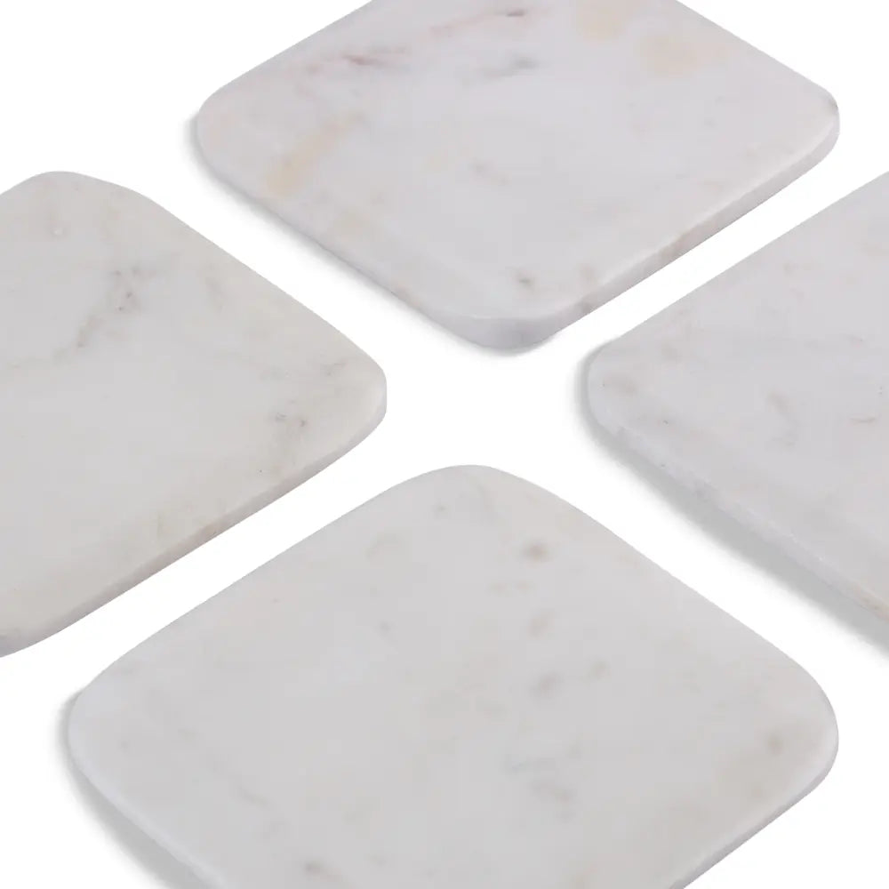 Rounded White Marble Coasters