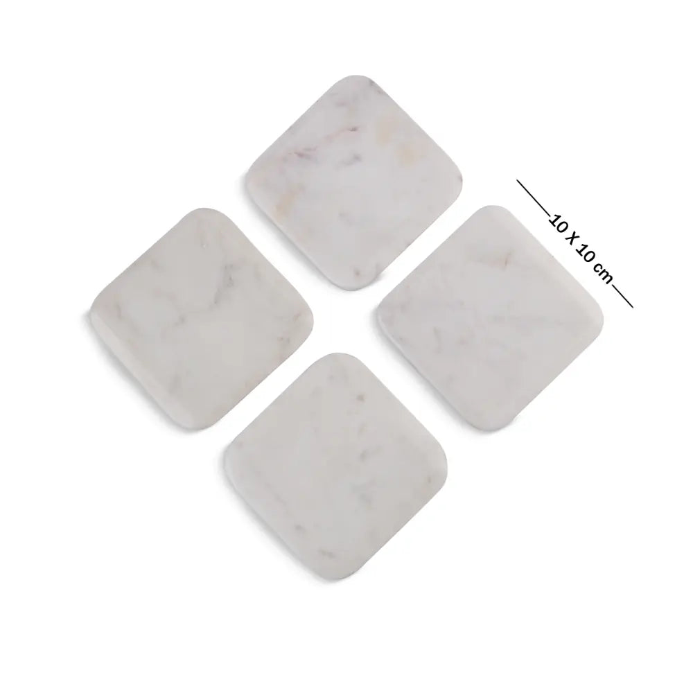 Rounded White Marble Coasters