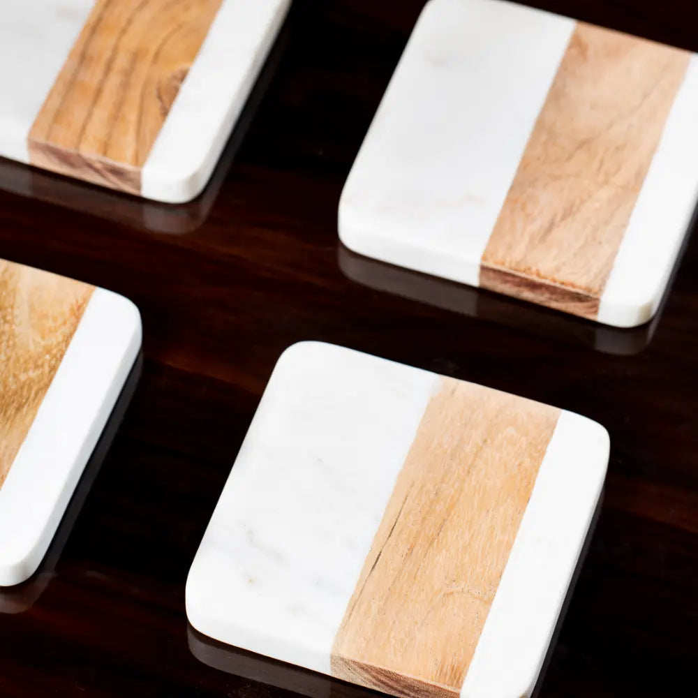 Wood Marble Square Coasters