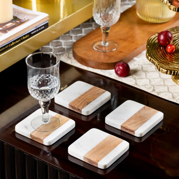 Wood Marble Square Coasters