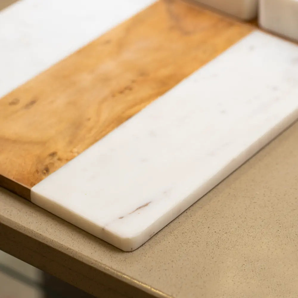 Modern Marble and Wood Serving Platter