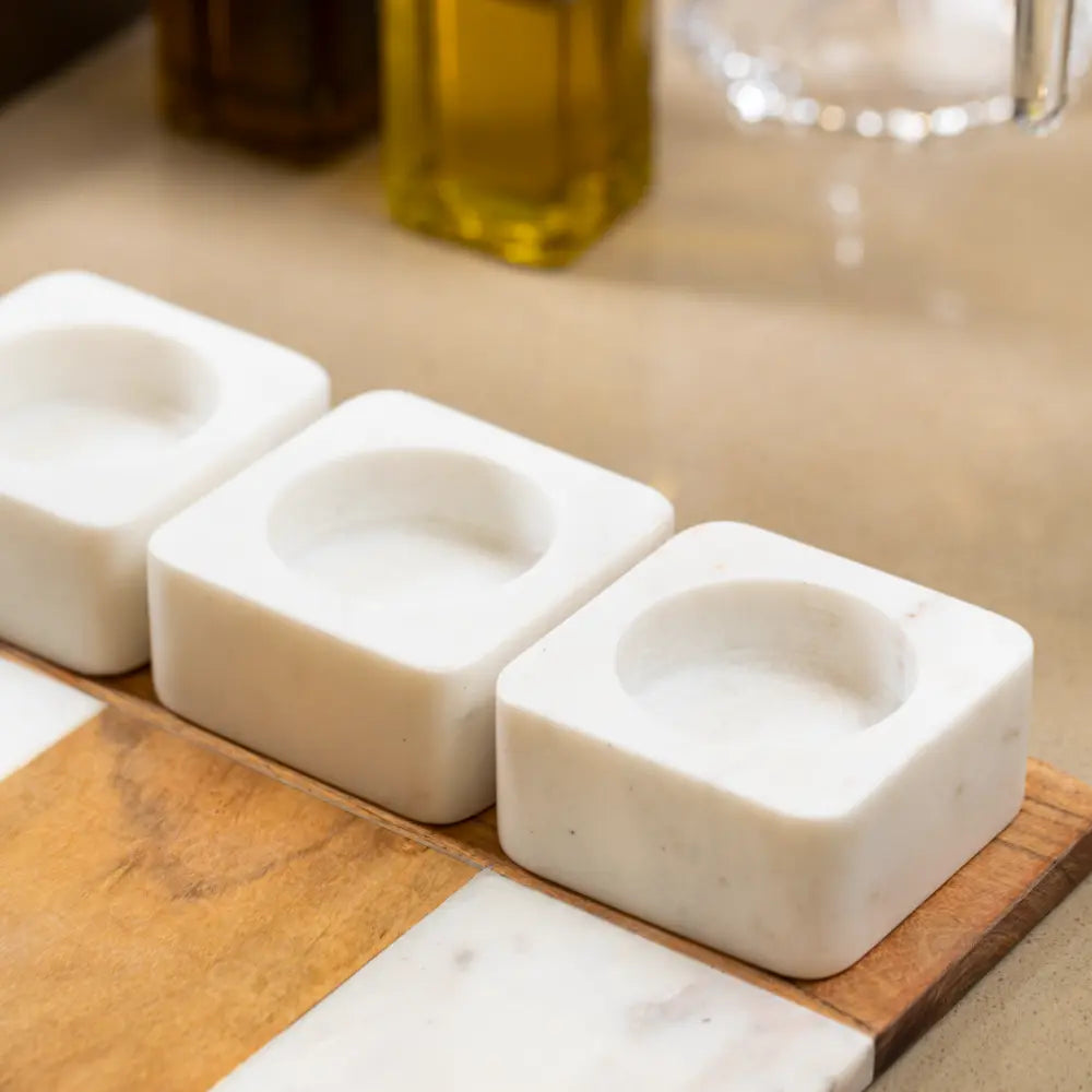 Modern Marble and Wood Serving Platter