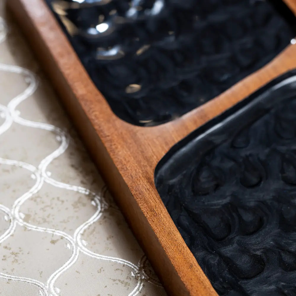 Ebony Ripple Wooden Tray