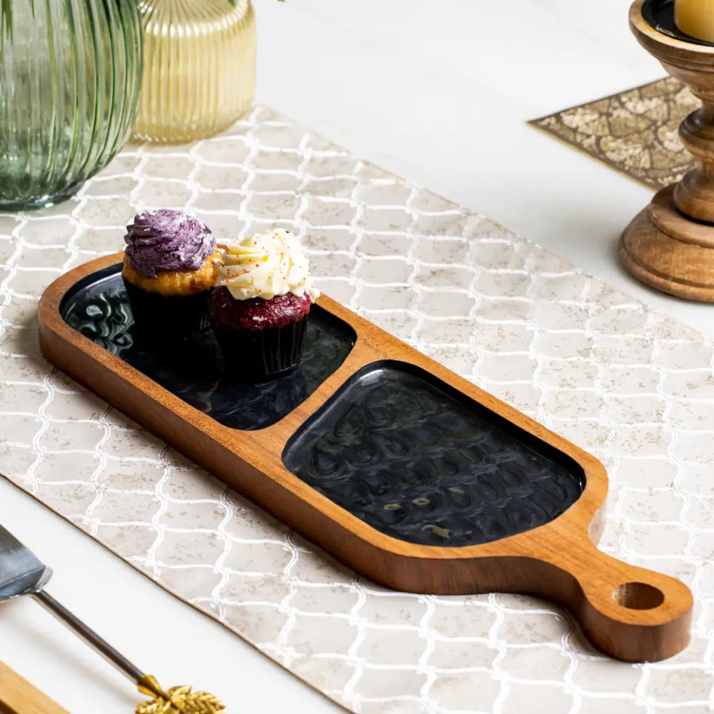 Ebony Ripple Wooden Tray