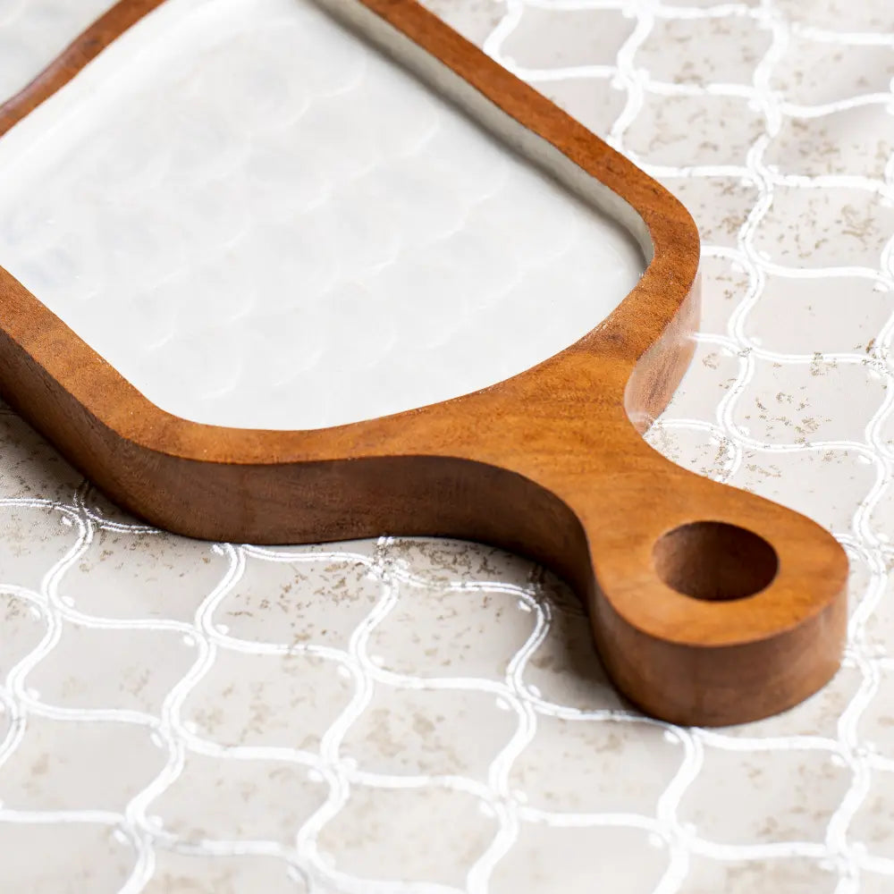 Ivory Ripple Wooden Tray