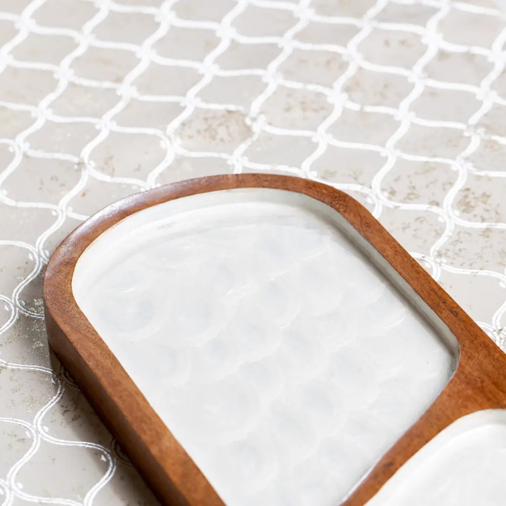 Ivory Ripple Wooden Tray