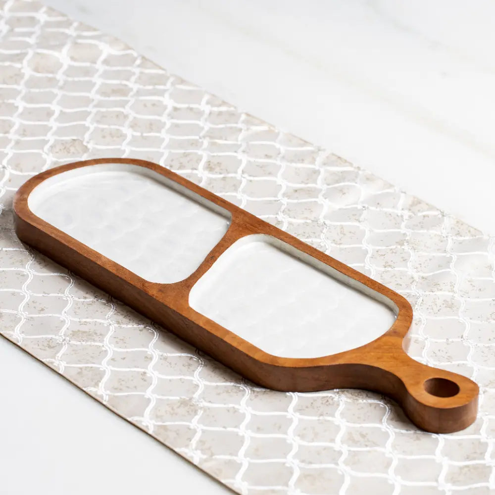 Ivory Ripple Wooden Tray