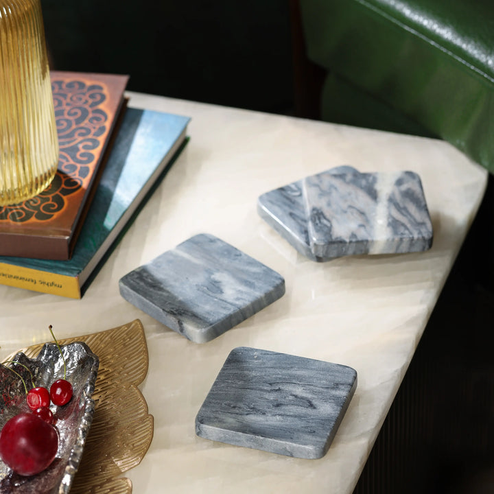 Grey Marble Square Coasters