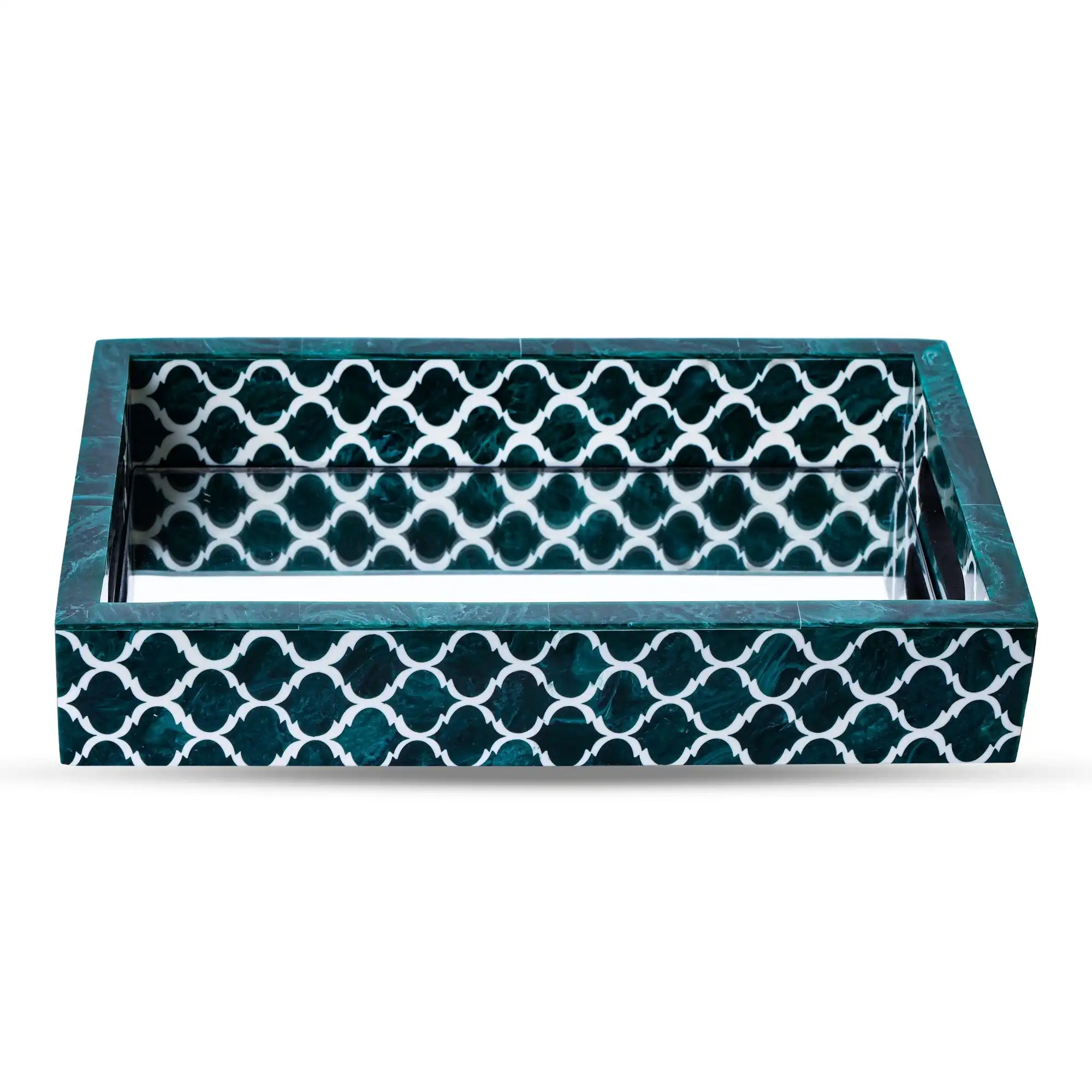 Emerald Lattice Decorative Tray