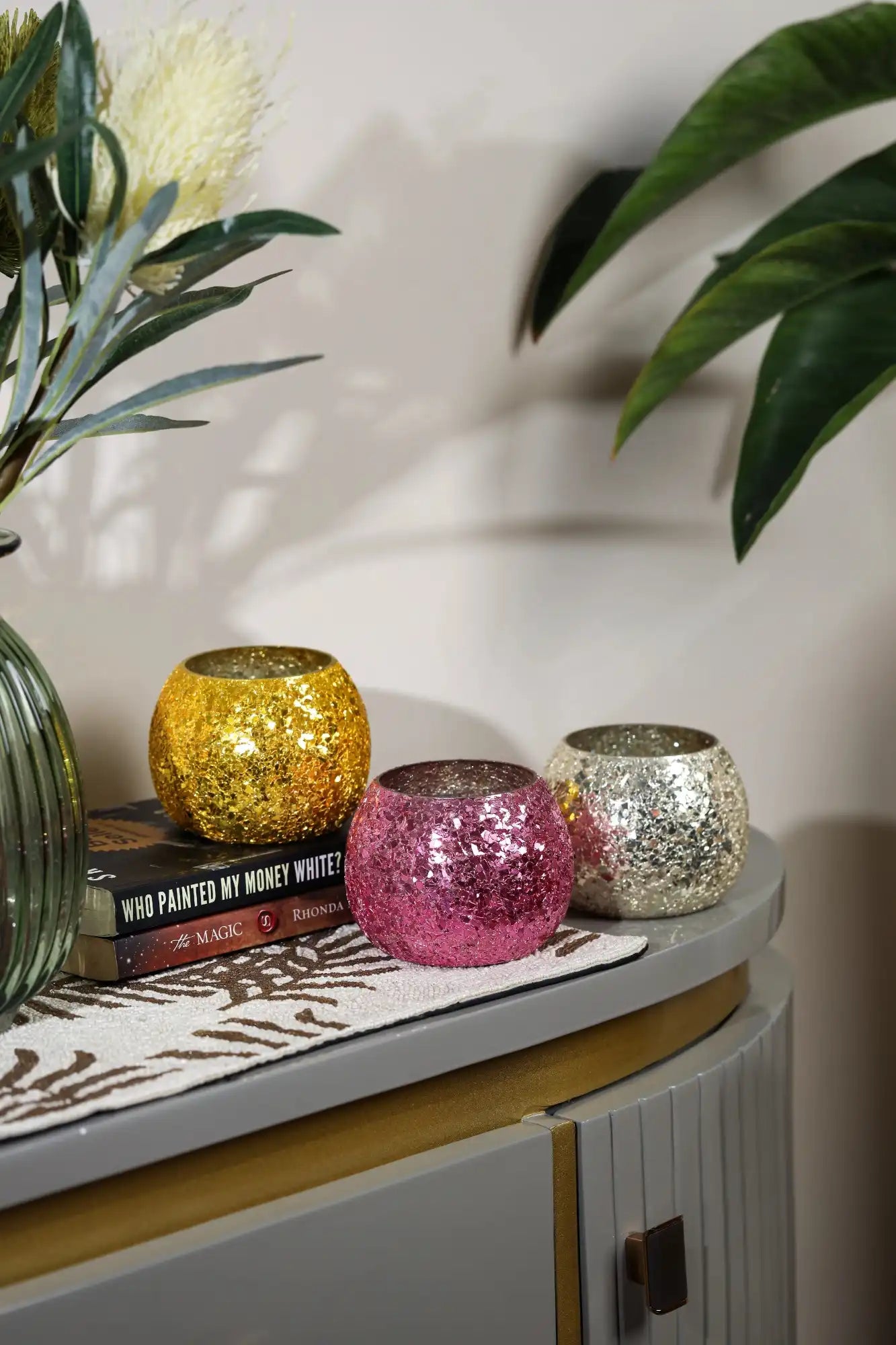 Luminous Glitter Votive - Silver