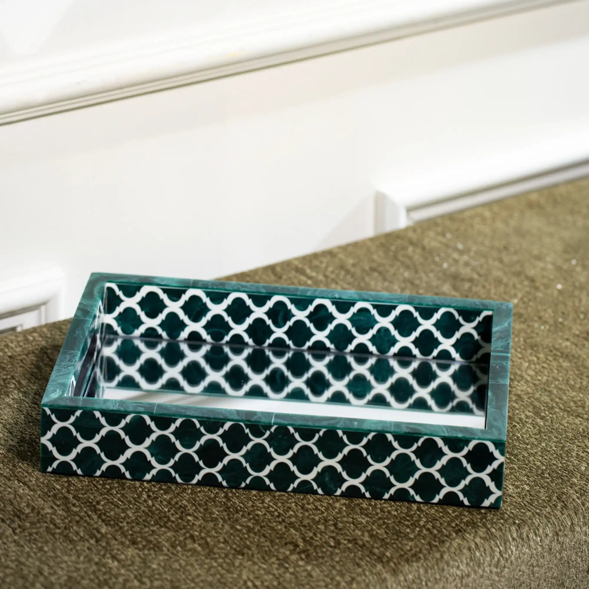 Emerald Lattice Decorative Tray