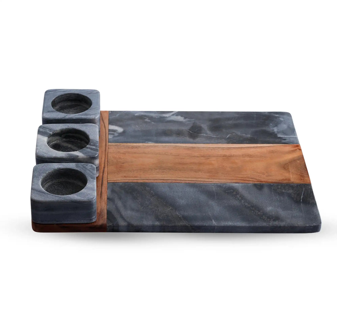 Black Marble and Wood Serving Platter