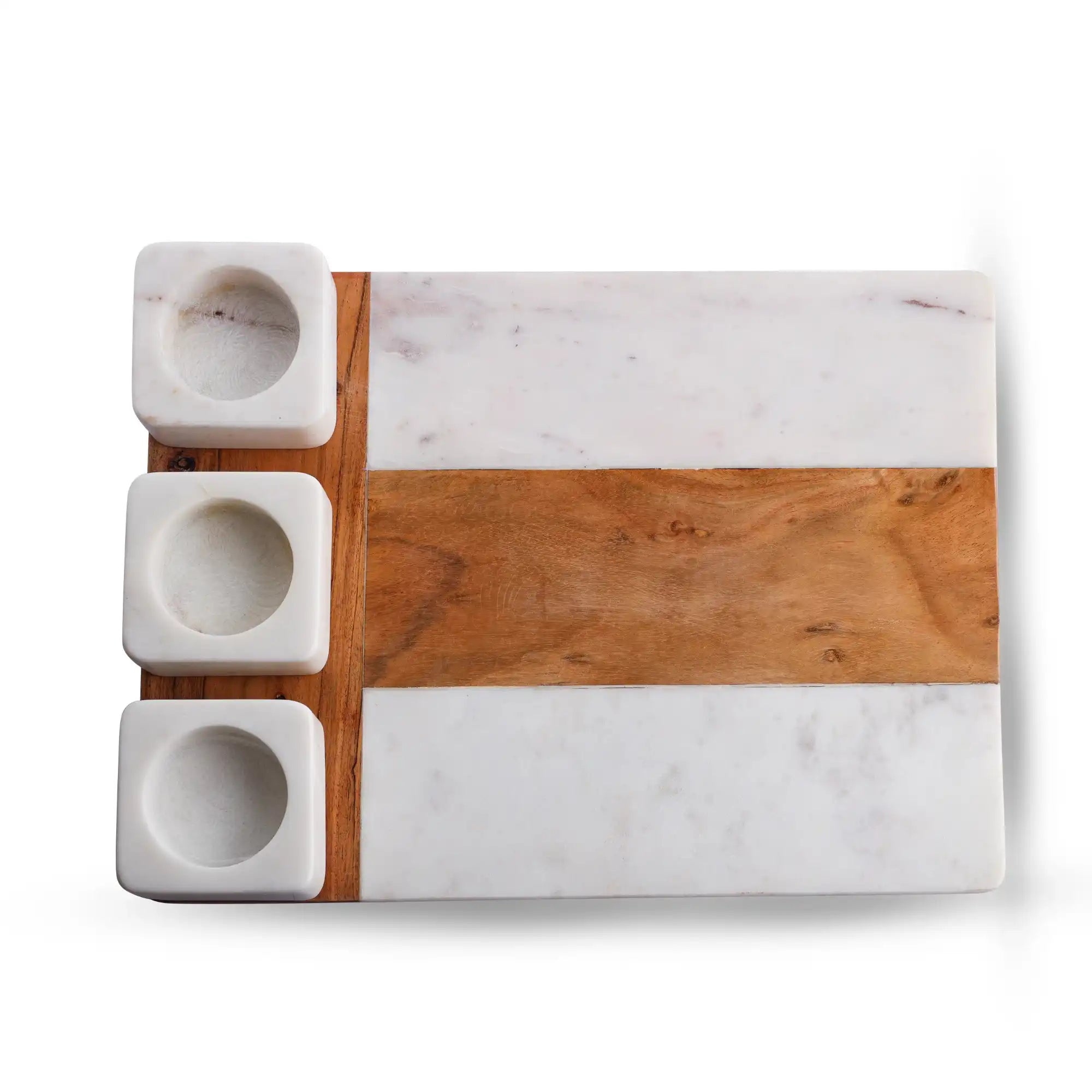 Modern Marble and Wood Serving Platter