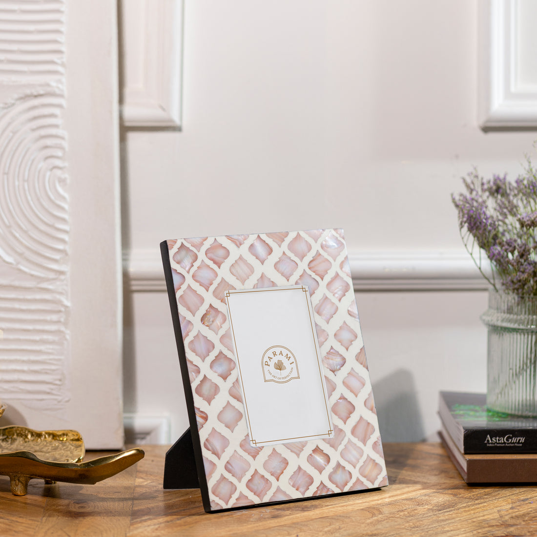 Decorative photo frames Rose Prism MOP Photo Frame styled in a modern living space by Parami