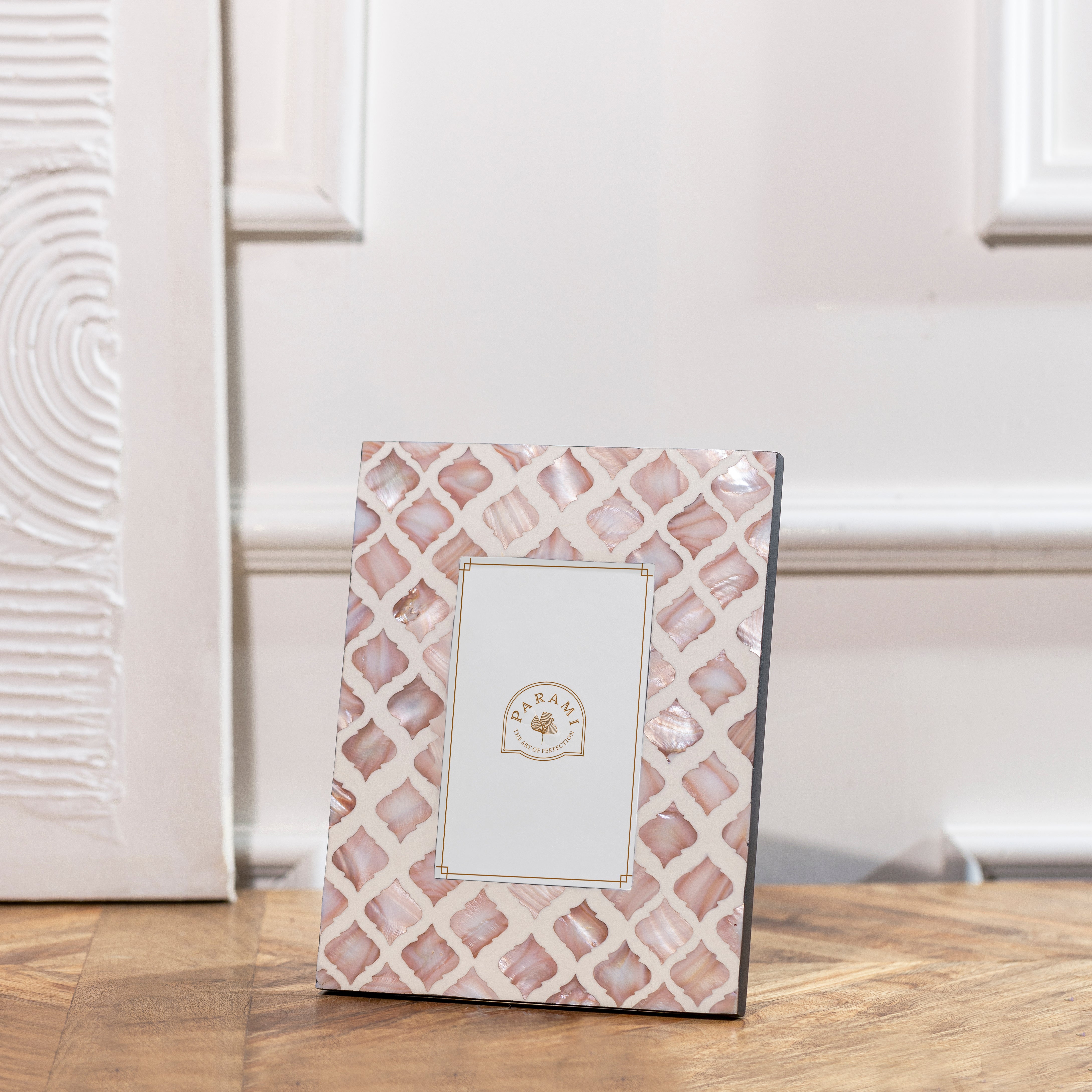 Decorative photo frames Rose Prism MOP Photo Frame for elegant tabletop home decor by Parami