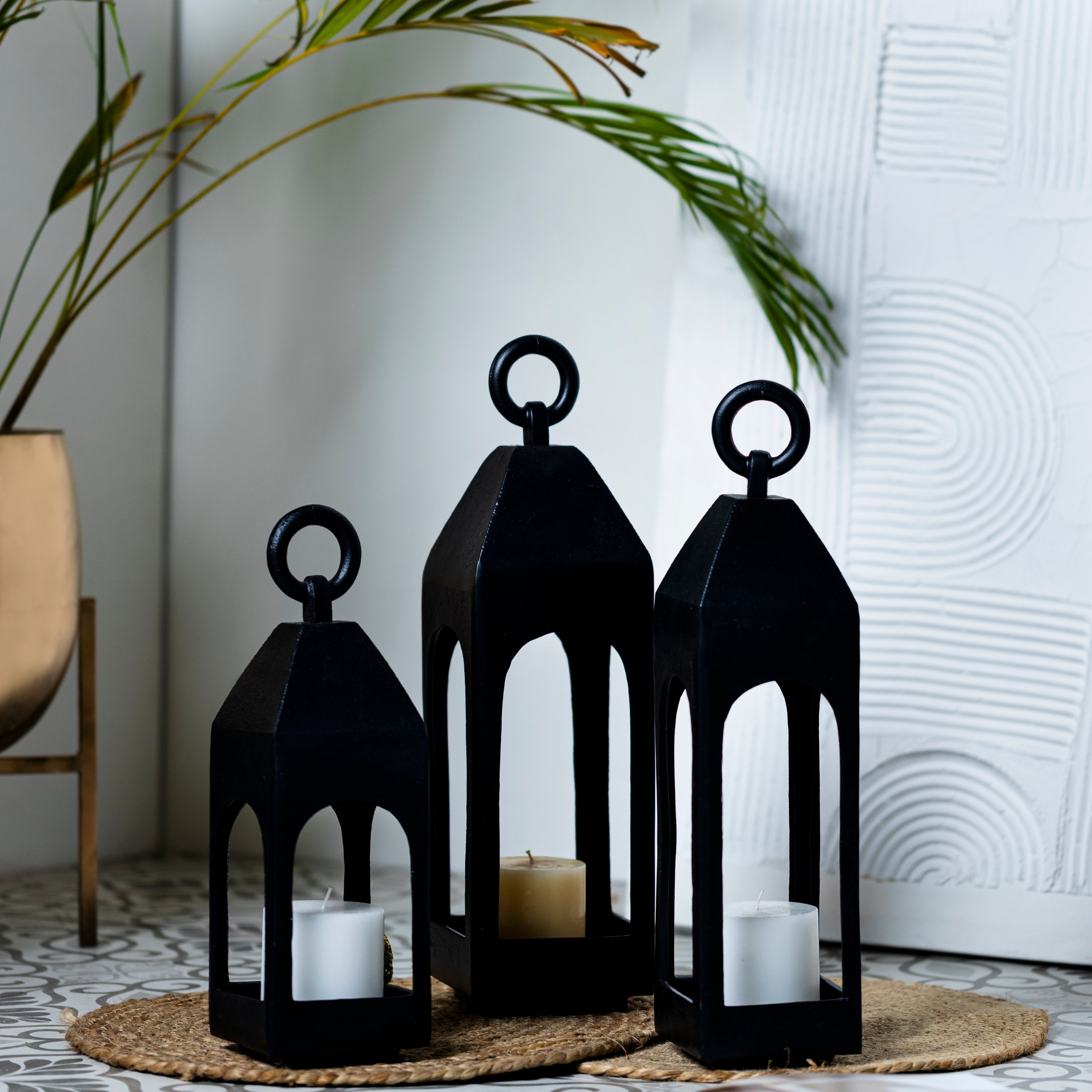 Black Midnight decorative lanterns for floor and corner decor styling by Parami