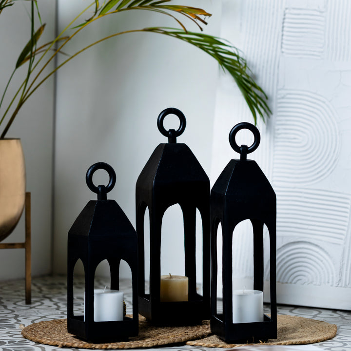 Black Midnight decorative lanterns for floor and corner decor styling by Parami
