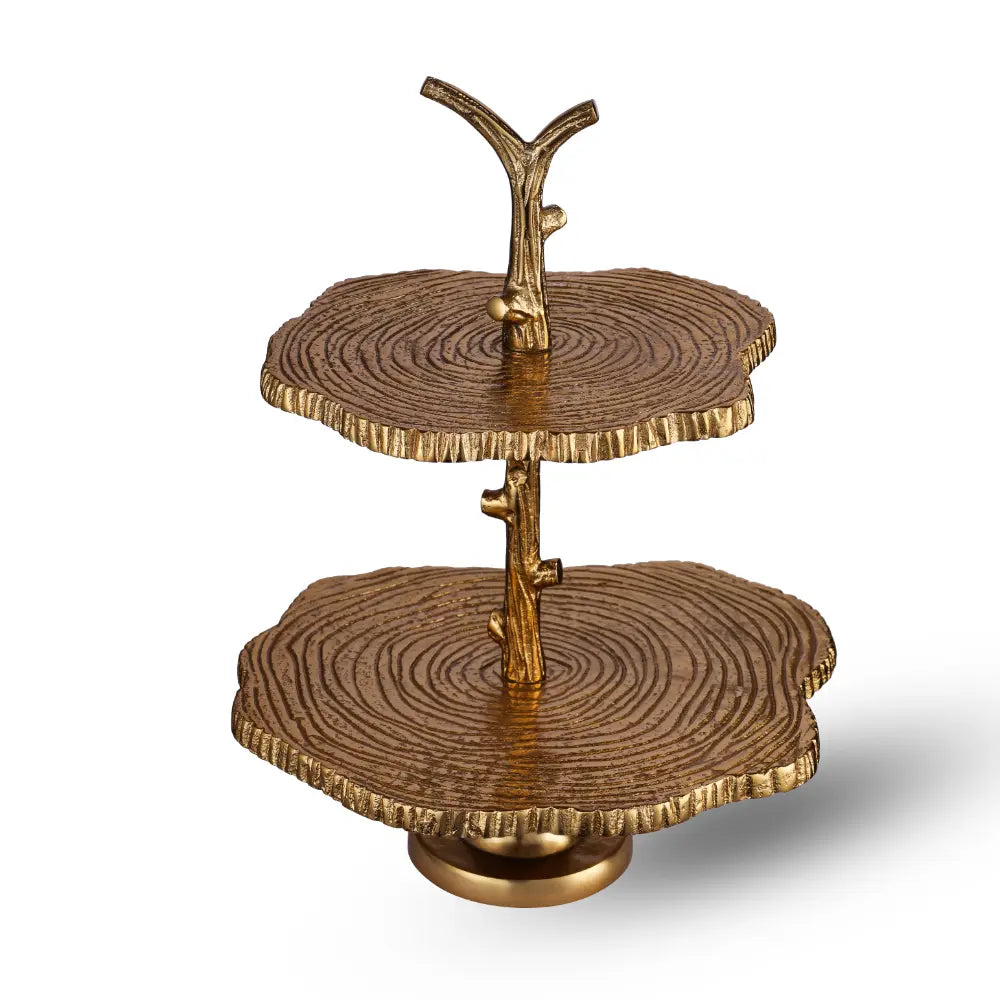 Two tier cake stands with rustic wooden texture by Parami