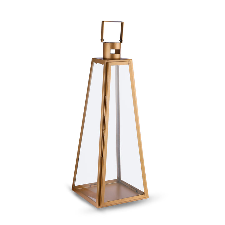 Golden Pyramid decorative lanterns with elegant metal frame design for modern home decor by Parami