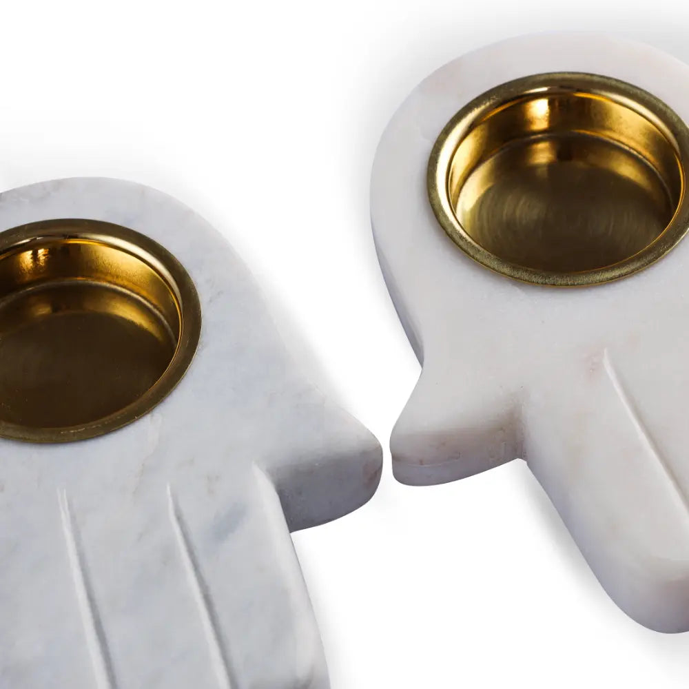 Parami marble tealight holder close up highlighting smooth marble finish and detailing