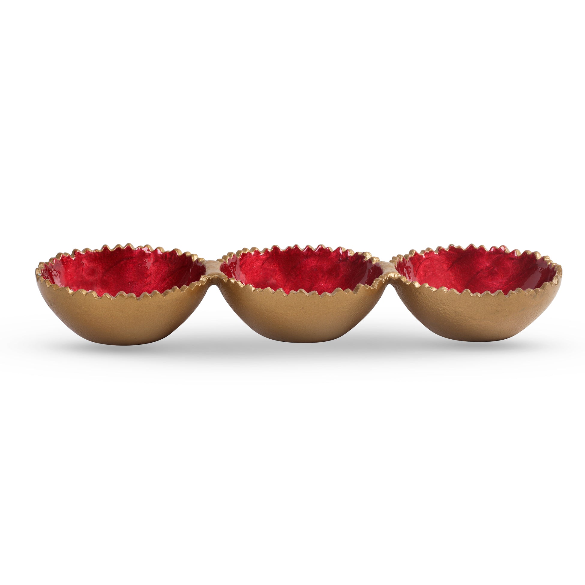 Serving bowl set three bowl design with red interior by Parami